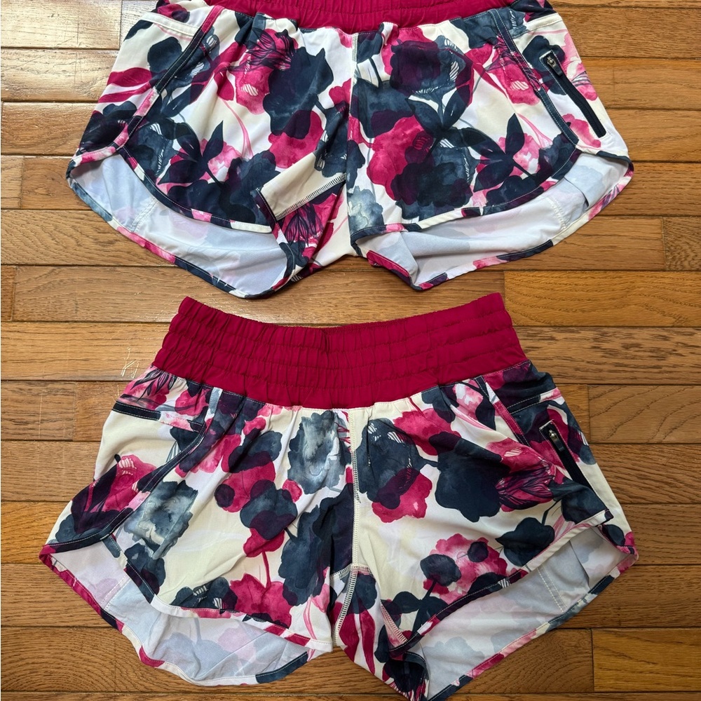 Lululemon Inky Floral Tracker Shorts Size 10. (2 pair)